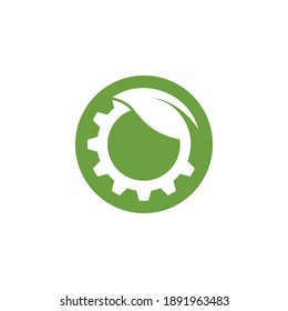 gear leaf 100% nature  vector icon illustration design template