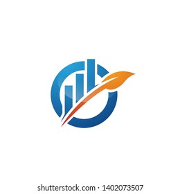 gear and leaf bar arrow up logo vector