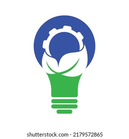 Gear leaf bulb shape concept logo combination vector. Mechanic and eco symbol or icon.