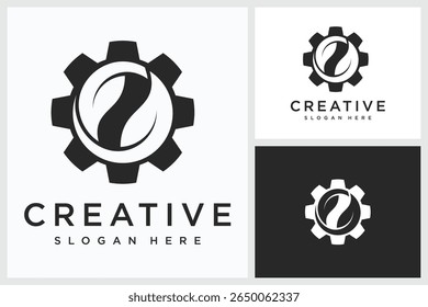 Gear Leaf Design Inspiration. Gear Leaf Symbol Logo Vector Template Design, Gear Leaf Design Logo Vector Illustration