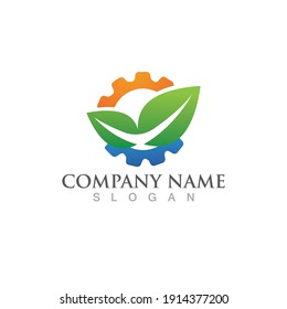 Gear  leaf ecology nature logo element vector