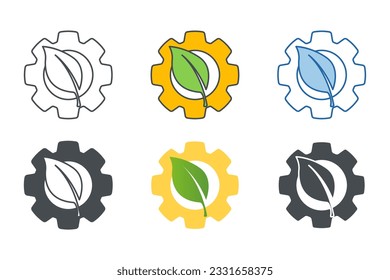 Gear with Leaf Icon symbol template for graphic and web design collection logo vector illustration