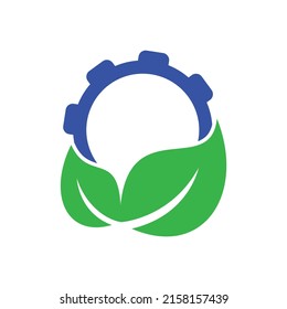 Gear and leaf logo combination vector. Mechanic and eco symbol or icon.
