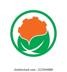 Gear and leaf logo combination vector. Mechanic and eco symbol or icon.