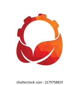 Gear and leaf logo combination vector. Mechanic and eco symbol or icon.