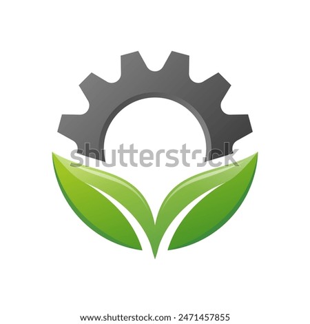 Gear and leaf logo concept, with a tech modern feel, good for internet, computer, technology business.