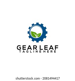 Gear Leaf Logo Concept Vector Isolated in White Background