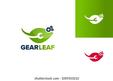 Gear Leaf Logo Template Design Vector, Emblem, Design Concept, Creative Symbol, Icon