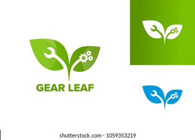 Gear Leaf Logo Template Design Vector, Emblem, Design Concept, Creative Symbol, Icon