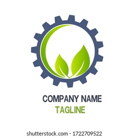 Gear And Leaf Logo Vector