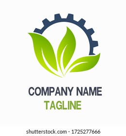 Gear And Leaf Logo Vector