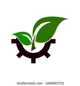 Gear leaf logo vector icon template