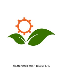Gear leaf logo vector icon template