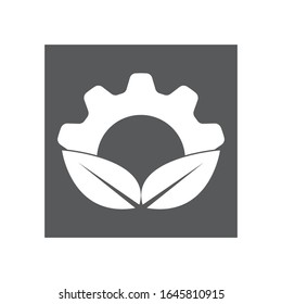 Gear leaf logo vector icon template