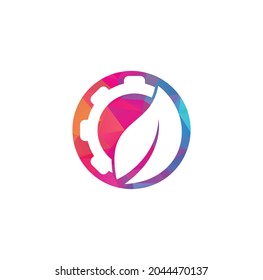 Gear leaf logo vector logo template. Gear and leaf logo combination. Mechanic and eco symbol or icon.