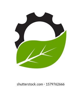 Gear And Leaf Silhouette Icon