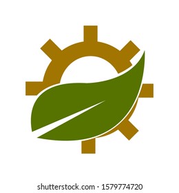 Gear And Leaf Silhouette Icon
