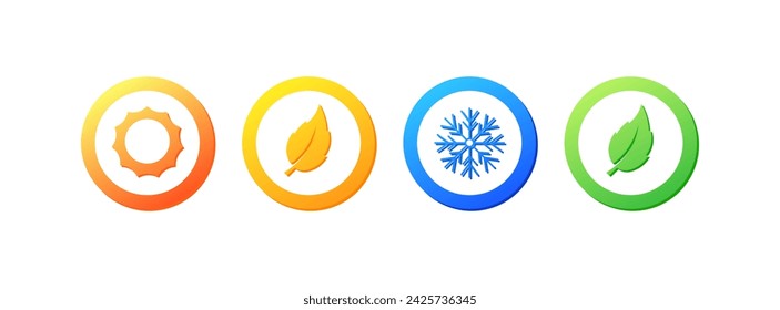 Gear, leaf, snowflake icons set. Round icons. Flat style. Vector icons