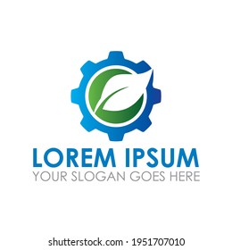 gear leaf vector , industrial logo