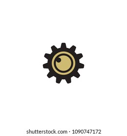 gear with lens vector logo template 