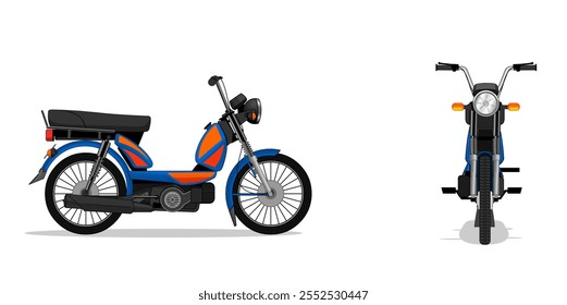 Gear less Bike Vetor, TVS XL Bike Cartoon, frente, lado, ciclomotor, Cartoon bike vetor 