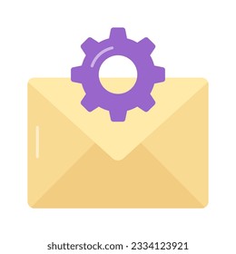 Gear with letter envelope showing vector of email setting in modern style