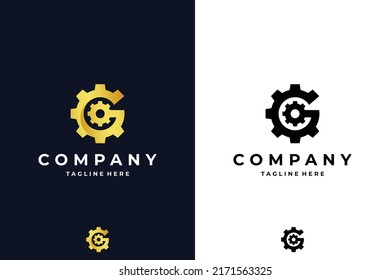Gear letter G golden logo design
