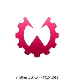 Gear Letter W Initial Logo Template