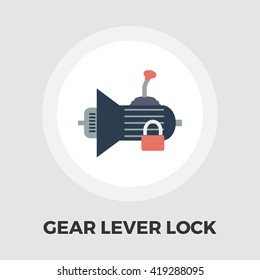 Gear lever lock icon vector. Flat icon isolated on the white background. Editable EPS file. Vector illustration.