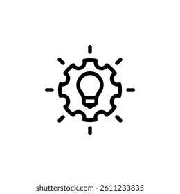 gear with light bulb inside icon. symbolizing idea generation, innovation, and problem solving