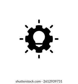 gear with light bulb inside icon. symbolizing idea generation, innovation, and problem solving