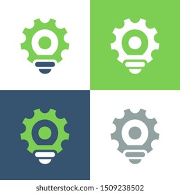 Gear light bulb logo template, lamp and cog symbol - Vector