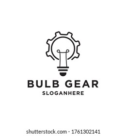 diseño del logo del vector de bombilla creativa de la luz del engranaje 