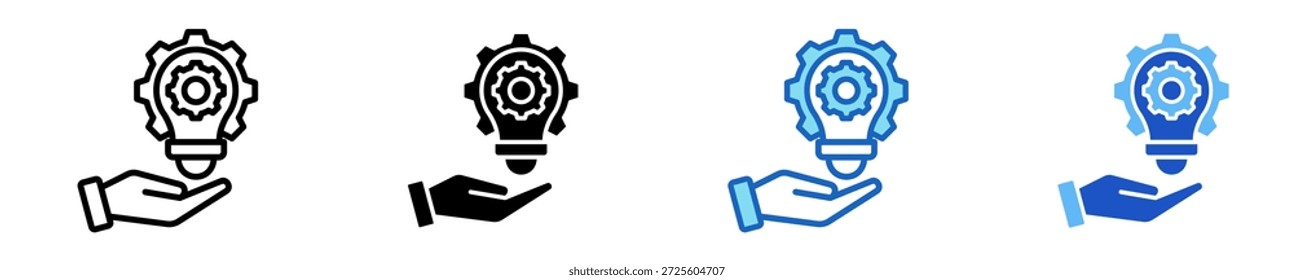 Gear And Lightbulb  Icon Set Multiple Style Collection

