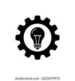 Gear with Lightbulb Inside, Representing Innovation and Business Solutions