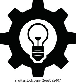 Getriebe mit Glühbirne steht für Innovation und Ideen