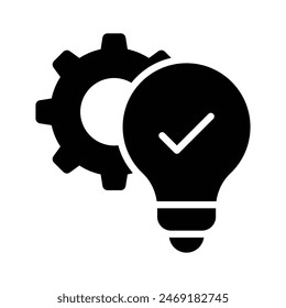 Gear with lightbulb showing concept icon of idea management