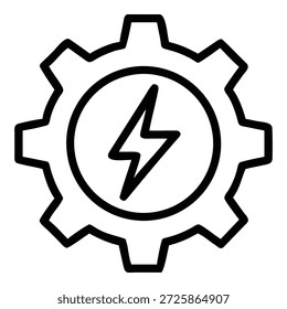 Engranaje con el rayo aislado en el fondo blanco, Vector
