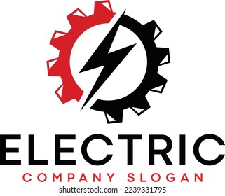 Gear Lightning Electric Logo With Lighting Bolt