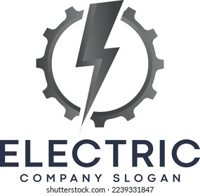 Logotipo eléctrico Lightning de los engranajes con perno de iluminación