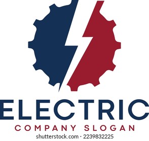 Logotipo eléctrico Lightning de los engranajes con perno de iluminación