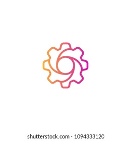 gear line art spiral logo template