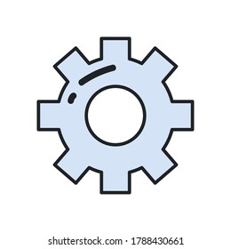 Gear line and fill style icon design, construction work repair machine part technology industry and technical theme Vector illustration