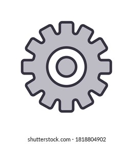 Gear line and fill style icon design, construction work repair machine part technology industry and technical theme Vector illustration