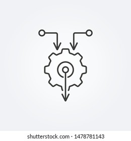 Gear line icon with arrows. Technology, integration concept. Vector illustration.