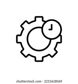 Gear line icon illustration with clock. suitable for repair time icon. icon illustration related repair, maintenance. Simple vector design editable