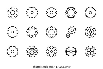 Gear line icon set. Collection of vector symbol in trendy flat style on white background. Web sings for design.