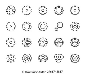 Gear line icon set. Collection of vector symbol in trendy flat style on white background. Web sings for design.