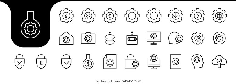 gear line icon set collection design vector