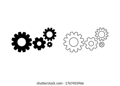 Plantilla de vectores de conjunto de iconos de línea de engranaje